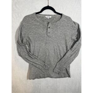 Gustin Henley Shirt Mens M Gray Long Sleeve Cotton Blend Made in USA Casual